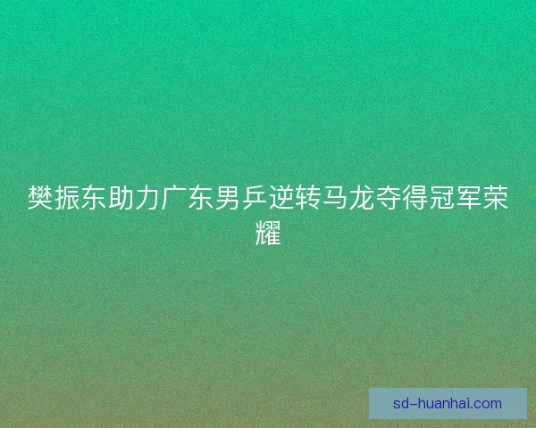 樊振东助力广东男乒逆转马龙夺得冠军荣耀